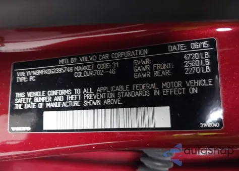 2016 Volvo S60 T6 Drive-E from USA, damaged, VIN YV149MFK0G2395748